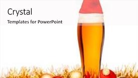  Presentation with christmas red - Presentation having blurred christmas baubles and tinsel background and a sky blue colored foreground