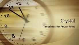  Presentation with brown - Slide deck enhanced with blurred clock on brown background background and a  colored foreground