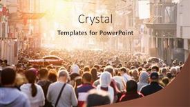  Presentation with crowd - PPT theme enhanced with blurred-crowd-of-unrecognizable background and a lemonade colored foreground