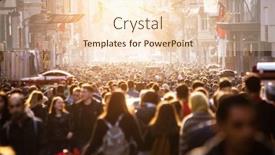  Presentation with crowd - Presentation design consisting of blurred-crowd-of-unrecognizable background and a lemonade colored foreground