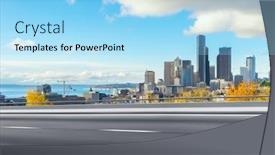  Presentation with los angeles - Audience pleasing slide deck consisting of blurred empty asphalt road and cityscape of los angeles in blue sky backdrop and a arctic colored foreground