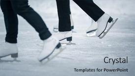  Presentation with winter ice - Theme featuring blurred feet of people ice background and a light blue colored foreground