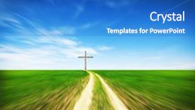  Presentation with walk god - PPT theme enhanced with blurred field and way walked background and a teal colored foreground