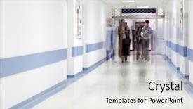  Presentation with walking patients - Amazing PPT theme having blurred figures of doctor backdrop and a white colored foreground