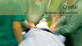  Presentation with surgery - Presentation consisting of blurred figures of surgeons background and a seafoam green colored foreground