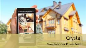  Presentation with female security - Theme enhanced with blurred house background home security background and a yellow colored foreground