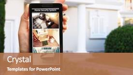  Presentation with female security - Presentation enhanced with blurred house background home security background and a coral colored foreground