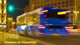  Presentation with bus - Audience pleasing presentation design consisting of blurred-image-of-a-bus backdrop and a tawny brown colored foreground