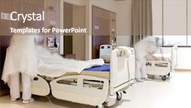  Presentation with members - PPT theme enhanced with blurred images of staff members background and a coral colored foreground