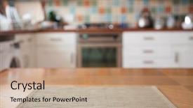  Presentation with napkin - Slide deck enhanced with blurred kitchen interior and napkin background and a coral colored foreground