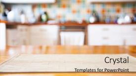  Presentation with table napkin aesthetic - Colorful PPT theme enhanced with blurred kitchen interior with napkin backdrop and a lemonade colored foreground