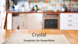  Presentation with table napkin - PPT theme consisting of blurred kitchen interior with napkin background and a lemonade colored foreground