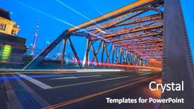  Presentation with shanghai - Beautiful slide deck featuring blurred-light-trails-at-waibaidu backdrop and a dark gray colored foreground