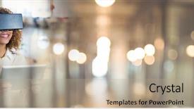  Presentation with sparkly bokeh lights pastel - Beautiful PPT theme featuring blurred lights bokeh office transition backdrop and a coral colored foreground