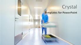  Presentation with medic - Slide deck consisting of blurred-medic-worker-passing-corridor background and a soft green colored foreground