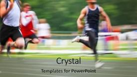  Presentation with track field - PPT theme enhanced with blurred men in a track background and a  colored foreground