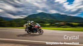  Presentation with bikers - Slides featuring blurred-motion-couple-bikers-riding background and a coral colored foreground