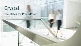 Presentation with motion - Slides enhanced with blurred motion of businesswomen walking background and a sky blue colored foreground
