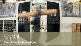  Presentation with factory machine - Amazing slides having blurred-motion-of-male-worker backdrop and a gray colored foreground