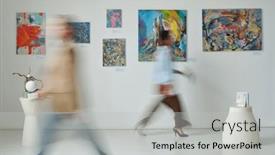  Presentation with art gallery - Slides having blurred-motion-of-people-passing background and a light gray colored foreground