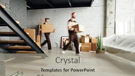  Presentation with studio flat - Amazing slide set having blurred-motion-of-two-young backdrop and a light gray colored foreground