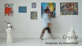  Presentation with art gallery - Presentation enhanced with blurred-motion-of-young-woman background and a light gray colored foreground