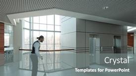  Presentation with moving business - Cool new presentation theme with blurred-outline-of-young-businessman backdrop and a gray colored foreground