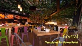  Presentation with cafe - Slide set consisting of blurred-people-in-modern-cafe background and a tawny brown colored foreground