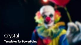 Presentation with clown - PPT layouts with blurred photo of clown with balloons at night background and a black colored foreground
