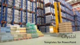  Presentation with warehouse - Audience pleasing slide deck consisting of blurred-photo-of-parcel backdrop and a mint green colored foreground