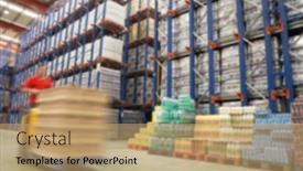  Presentation with warehouse - Amazing PPT theme having blurred-photo-of-parcel backdrop and a coral colored foreground