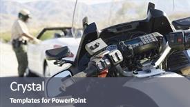  Presentation with motorbike - PPT layouts having blurred police officer talking background and a dark gray colored foreground
