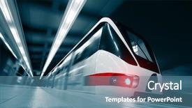  Presentation with station - PPT layouts with blurred rapid train on station background and a teal colored foreground