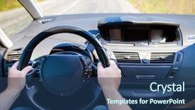  Presentation with car speeding - PPT theme enhanced with blurred road and car speed background and a ocean colored foreground