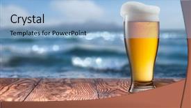  Presentation with sea glass - Cool new slide deck with blurred sea on background backdrop and a light blue colored foreground