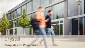  Presentation with university building - Audience pleasing theme consisting of blurred-silhouette-of-students-being backdrop and a lemonade colored foreground