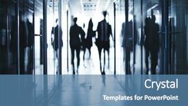  Presentation with business people silhouette - Slide deck featuring blurred silhouettes of business people background and a teal colored foreground