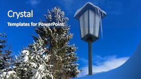  Presentation with snow tree - Slide deck with streetlamp - long icicle on street light background and a ocean colored foreground