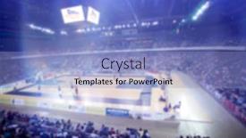  Presentation with sports fans - Colorful theme enhanced with blurred-sports-arena-and-fans backdrop and a light blue colored foreground