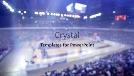  Presentation with sports fans - Beautiful presentation theme featuring blurred-sports-arena-and-fans backdrop and a light blue colored foreground