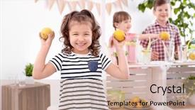  Presentation with lemons - Audience pleasing slide set consisting of blurred stand with kids backdrop and a  colored foreground