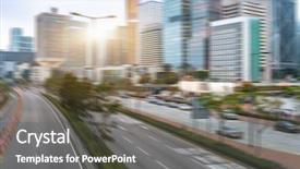  Presentation with hong kong china - Presentation theme featuring blurred traffic in downtown district hong kong china chinese characters on road are all traffic roadmarking background and a dark gray colored foreground