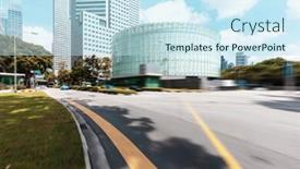  Presentation with traffic road - Beautiful PPT theme featuring blurred-traffic-on-road-near backdrop and a sky blue colored foreground