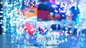  Presentation with glowing lights - PPT theme consisting of blurred view of glowing christmas lights in shopping center background and a light blue colored foreground