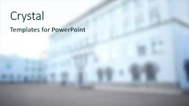  Presentation with modern school building - Presentation with blurred view of modern school background and a sky blue colored foreground