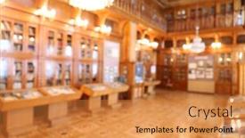  Presentation with library - Presentation having blurred view of national library background and a gold colored foreground