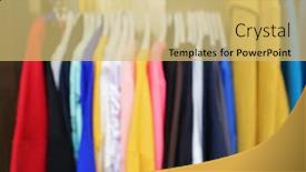  Presentation with clothes shop - Amazing presentation having blurred view of rack with different clothes in modern shop backdrop and a yellow colored foreground