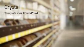  Presentation with inventory - Theme enhanced with blurred view of warehouse inventory background and a soft green colored foreground