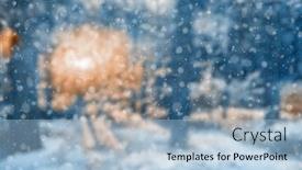  Presentation with blurred bokeh - Presentation consisting of blurred-winter-forest-falling-snow background and a light blue colored foreground