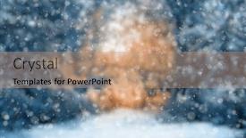  Presentation with blurred bokeh - Presentation theme having blurred-winter-forest-falling-snow background and a coral colored foreground